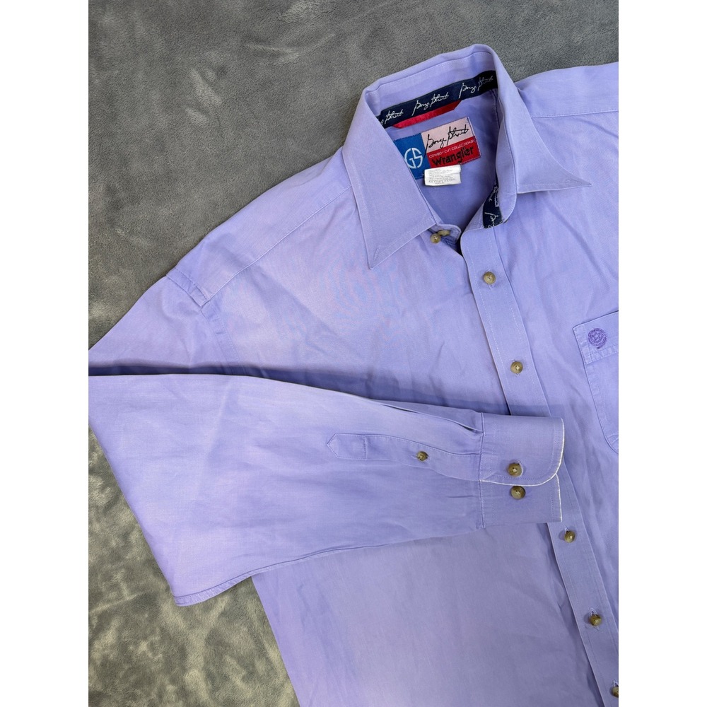 Wrangler George Strait Cowboy Cut Western Shirt Purple Button Down Mens Large